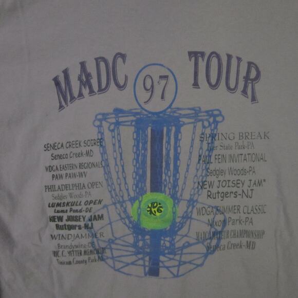 Vintage MADisC Disc Golf Shirt Mens XL Gray 1997 MADC Tour Hanes Beefy-T 90s - Picture 10 of 11